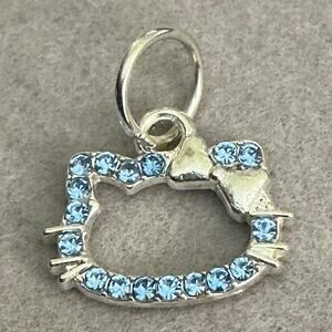 Adorable HELLO KITTY Shaped Pendant Charm~Silver/Blue~NEW
